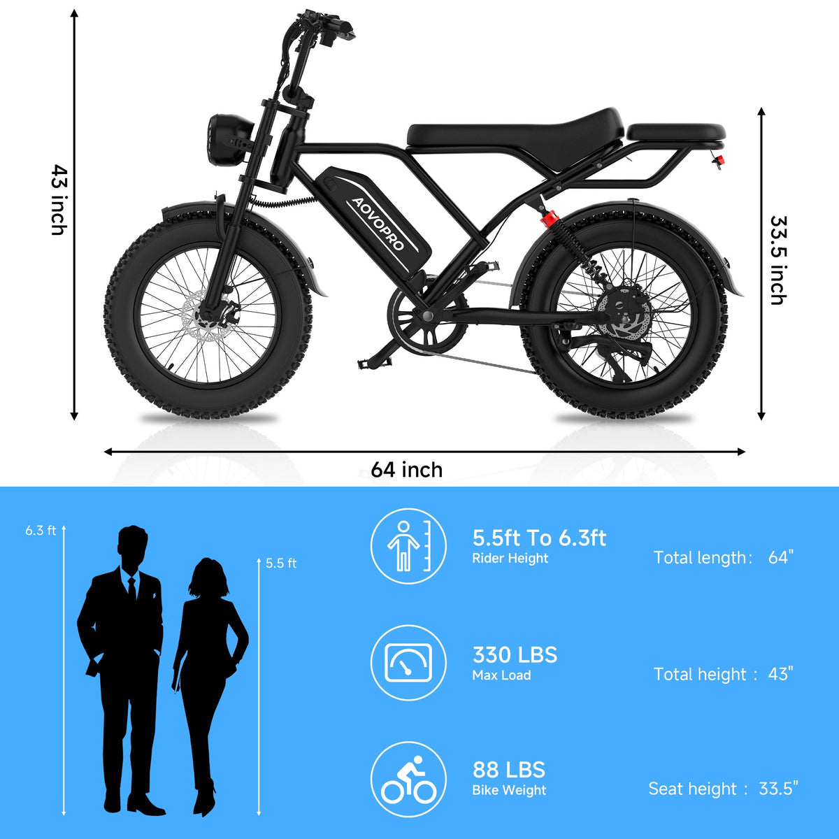 AOVOPRO™ AP20 Electric Fat Tire Bike
